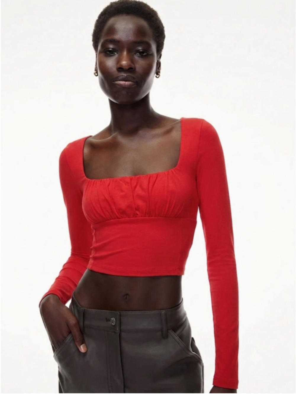Wilfred Free Orbit Long Sleeve Top Red Size XS Red Aritzia